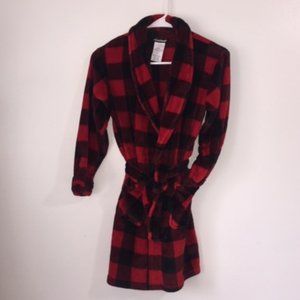 KIDS Bathrobe Red Plaid Fleece Size 8/10